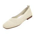 thumbnail image 3 of Domuza Women's Square Toe Knitted Flats Comfortable Softsole Slip On Ballet Flats summer Lightweight Casual Walking Work Shoes Beige 8.5（EU-41）, 3 of 4
