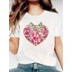 thumbnail image 1 of Women's Casual Summer T-Shirt with Love & Bowknot Graphic - Lightweight, 100% cotton, Crew Neck in GCamisetas para mujer, lindas camisetas con estampado gráfico, de manga corta, estilo casual, para ve, 1 of 7