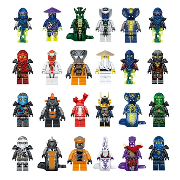Brickloop 24 Piezas Ninja Maestro Wu vs Monstruo Serpiente Set de Figuras de Bloques de Construcción, Acción para Niños