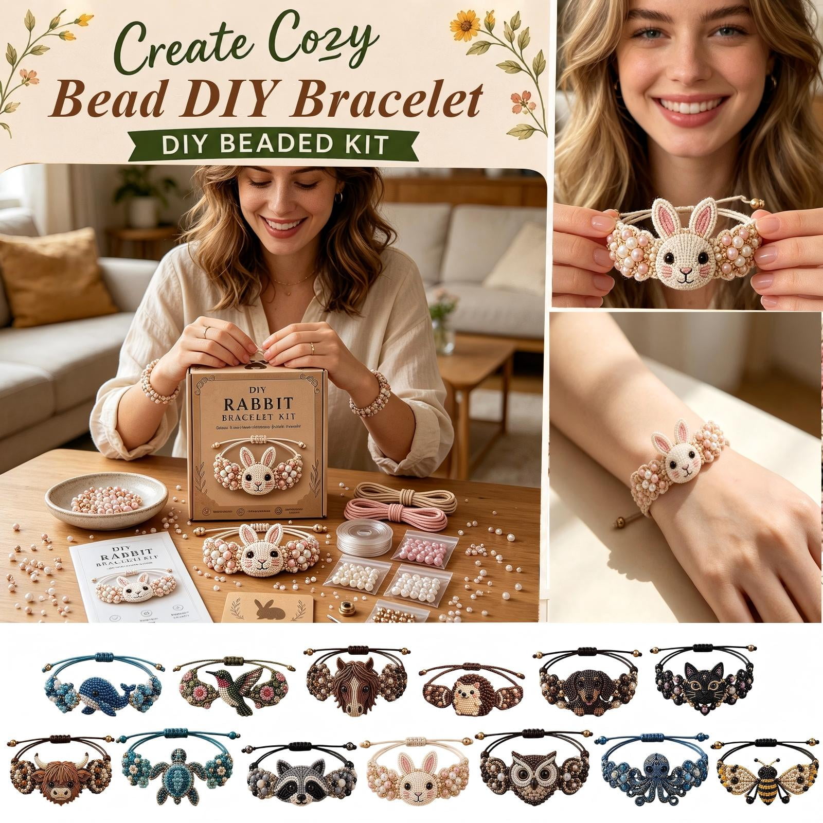 DIY Beaded Bracelet Making Kit Cute Animal Jewelry Craft Set for Adults and Teens Handmade Beaded Friendship Bracelet Weaving Kit with Premium Beads Hedgehog