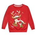 thumbnail image 3 of Girls Sweatshirt Girls Festive Print Crew Neck Sweatshirt Long Sleeve Pullover Hoodless Top Red 6-7 Years, 3 of 4