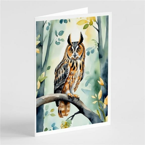 Carolines Treasures DAC7461GCA7P 5 x 7 in. LongEared Owl Greeting Cards - Pack of 8