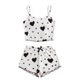 thumbnail image 5 of JIA JIA SHUANG Women Pajama Sets Heart Print Cami Top with Bow Tie Shorts Pjs 2 Piece Outfits Cute Fashion Sleepwear(Black,Small), 5 of 6
