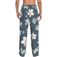 thumbnail image 3 of Daiia Blue Flower Men's Sleep Pant with Pockets and Drawstring,Pajama Pants-Large, 3 of 9
