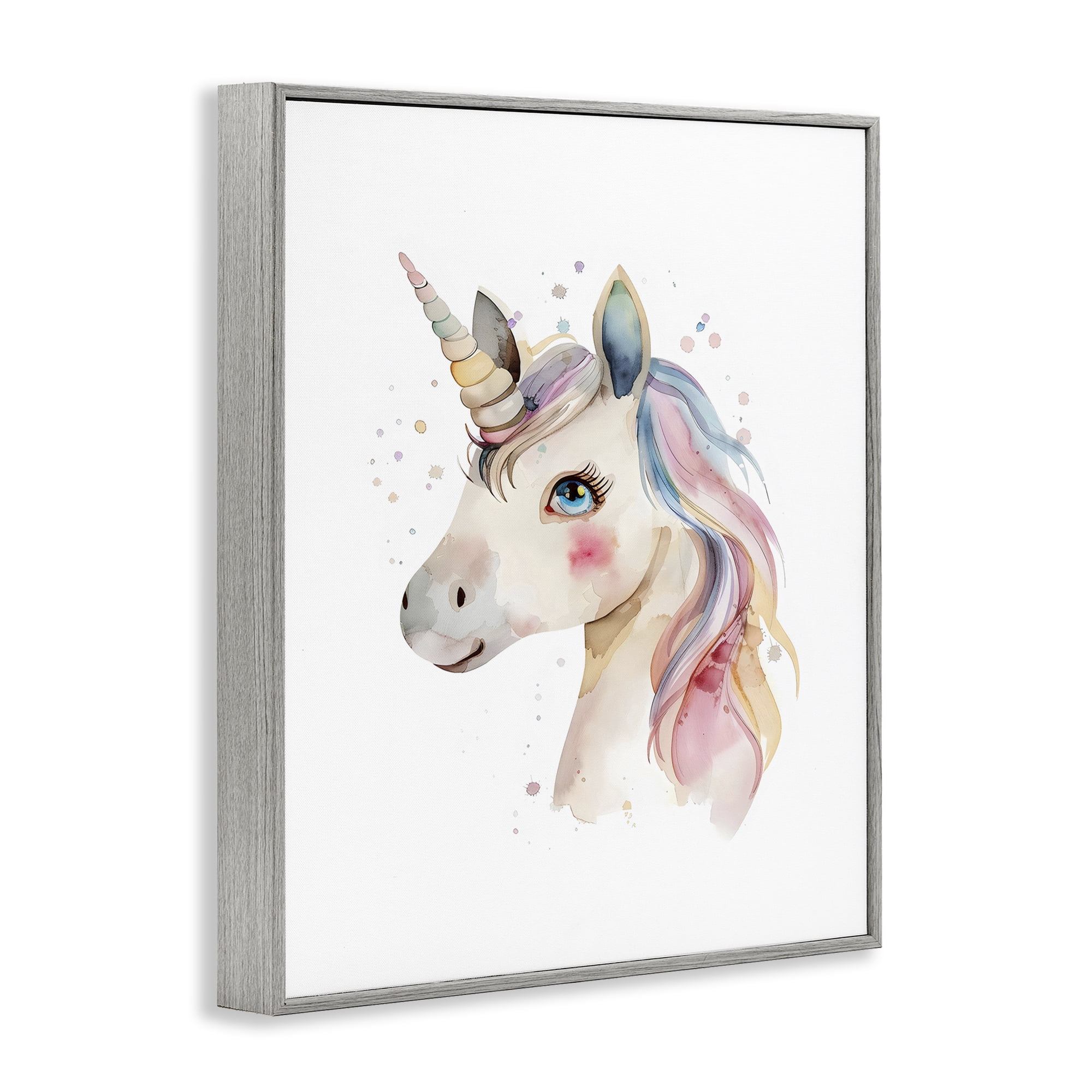 Stupell Industries Dreamy Pastel Unicorn Gray Framed Giclee Art, design by LSR Design Studio
