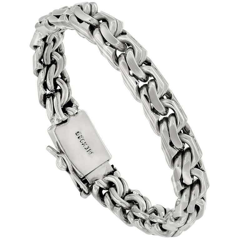 925 Sterling Silver Solid Cuban Link Bracelet 12.7mm, Men's, Size: 8