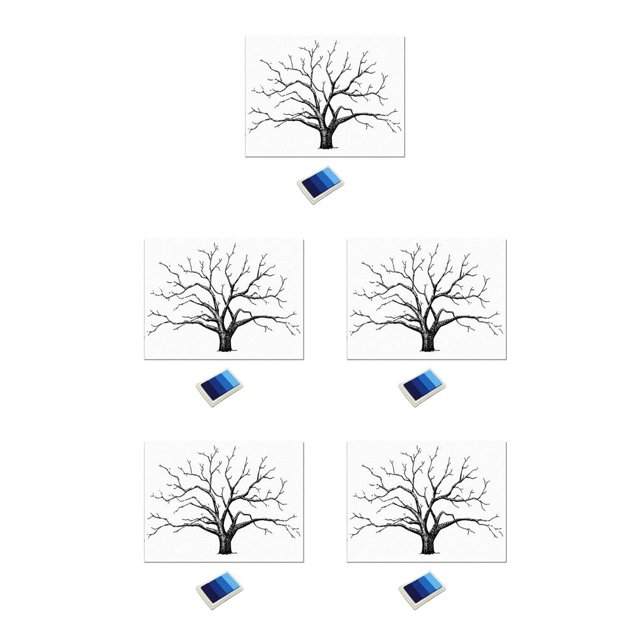 Ounissouiy Boda huella digital árbol pintura de dedos libro de invitados de boda azul Type2