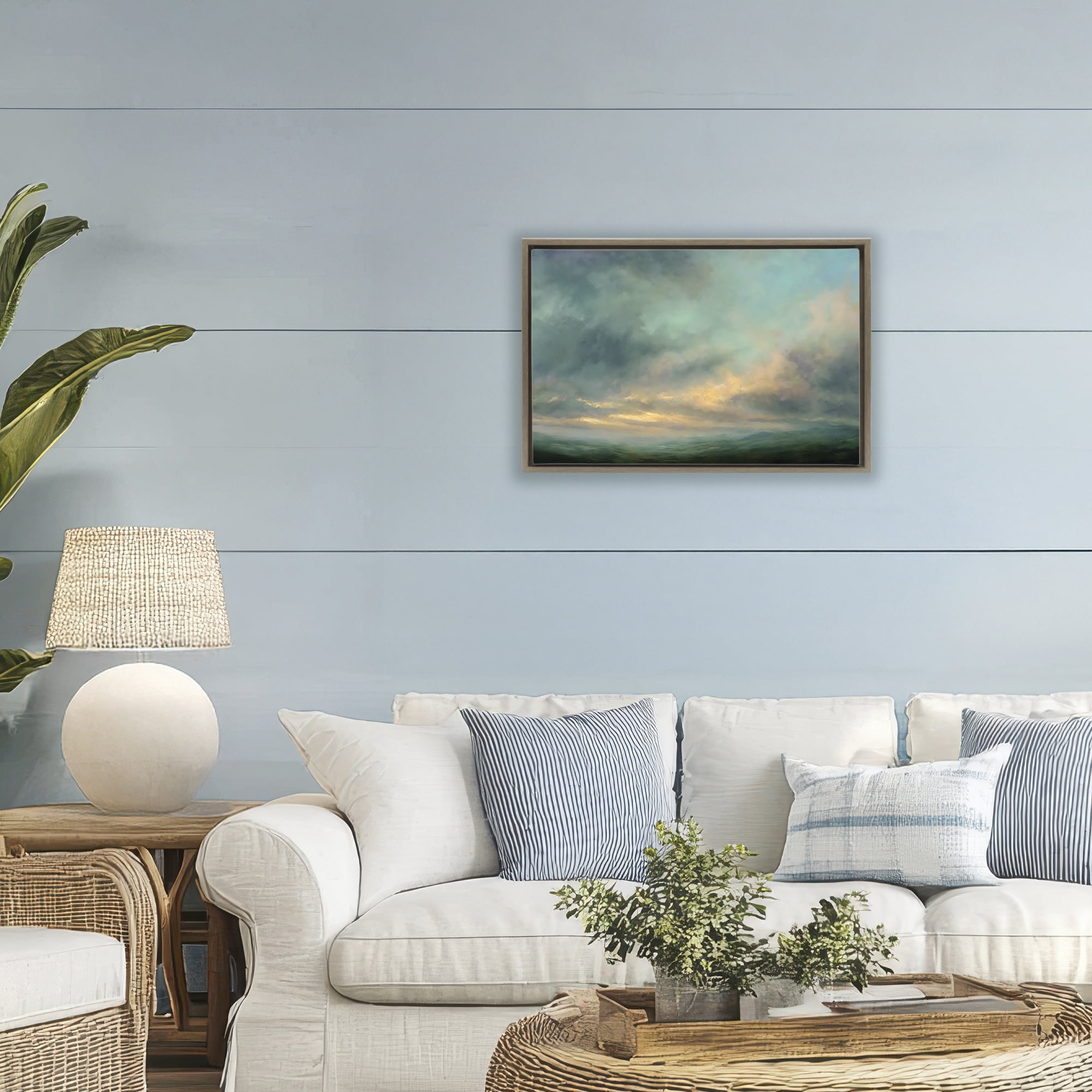 Stupell Industries Blue Toned Golden Hour Brown Framed Floater Canvas Wall Art, design by Petal Prints Design