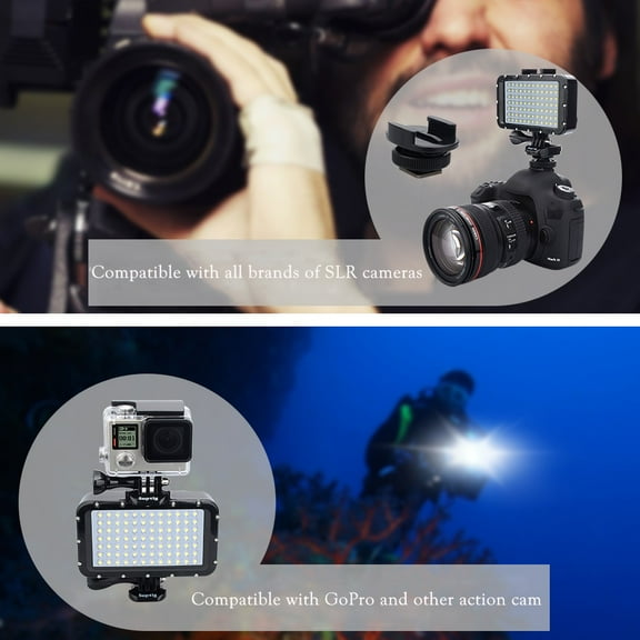 50M/164FT Waterproof Underwater Video Light, 5000 Lumens High Power LED Light For Diving Photography, With Cold Shoe Mount, Compatible With Action Cameras, DSLR Cameras, Rechargeable Dive Light