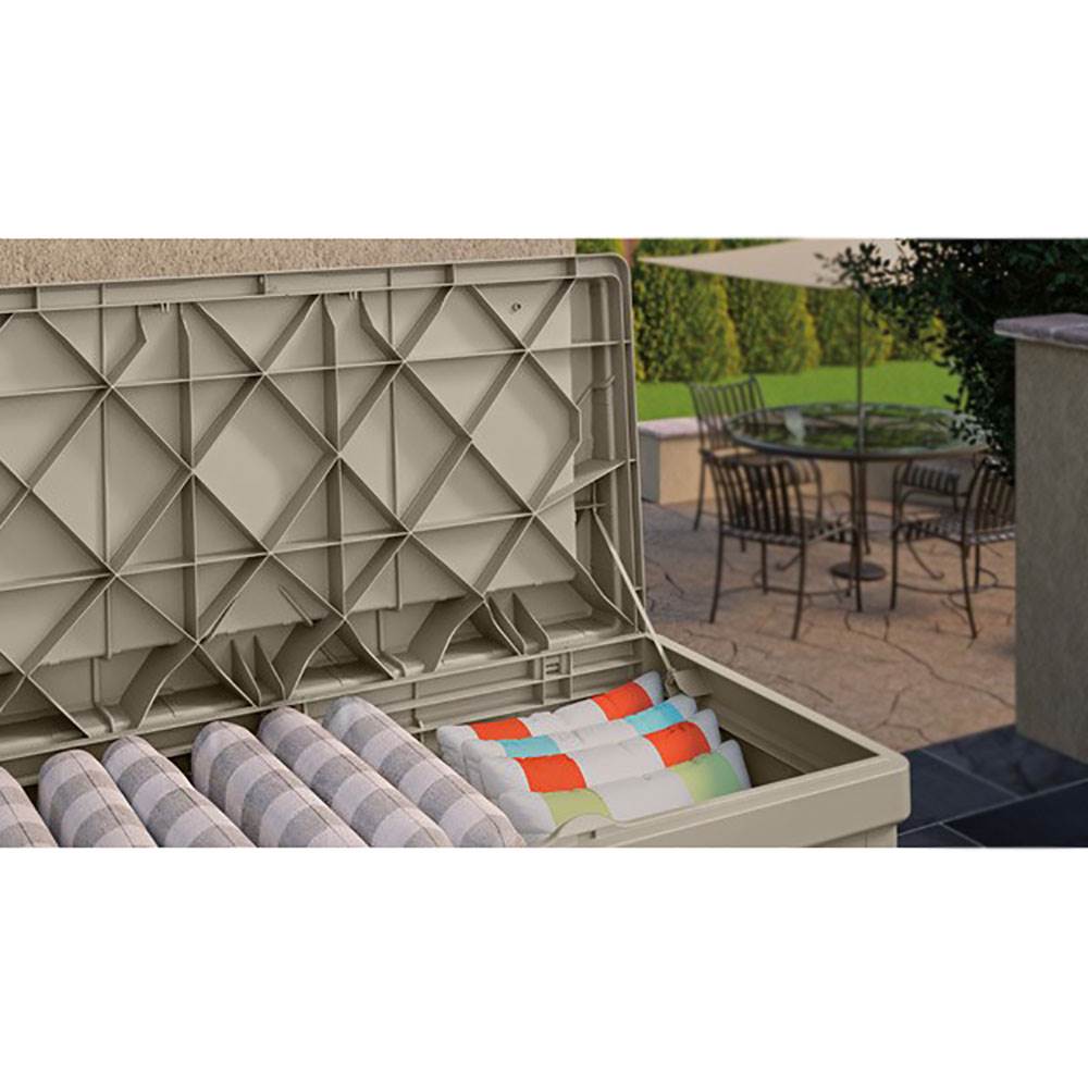 Suncast DB9500 99 Gallon Resin Outdoor Patio Storage Deck Box with Seat, Taupe - image 4 of 4
