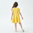 thumbnail image 6 of CAICJ98 Girls Short Sleeve Dress Casual Vintage Peter Pan Collar Swing Party Dress for Toddler Kids Girls (11-12 Years,Yellow), 6 of 8