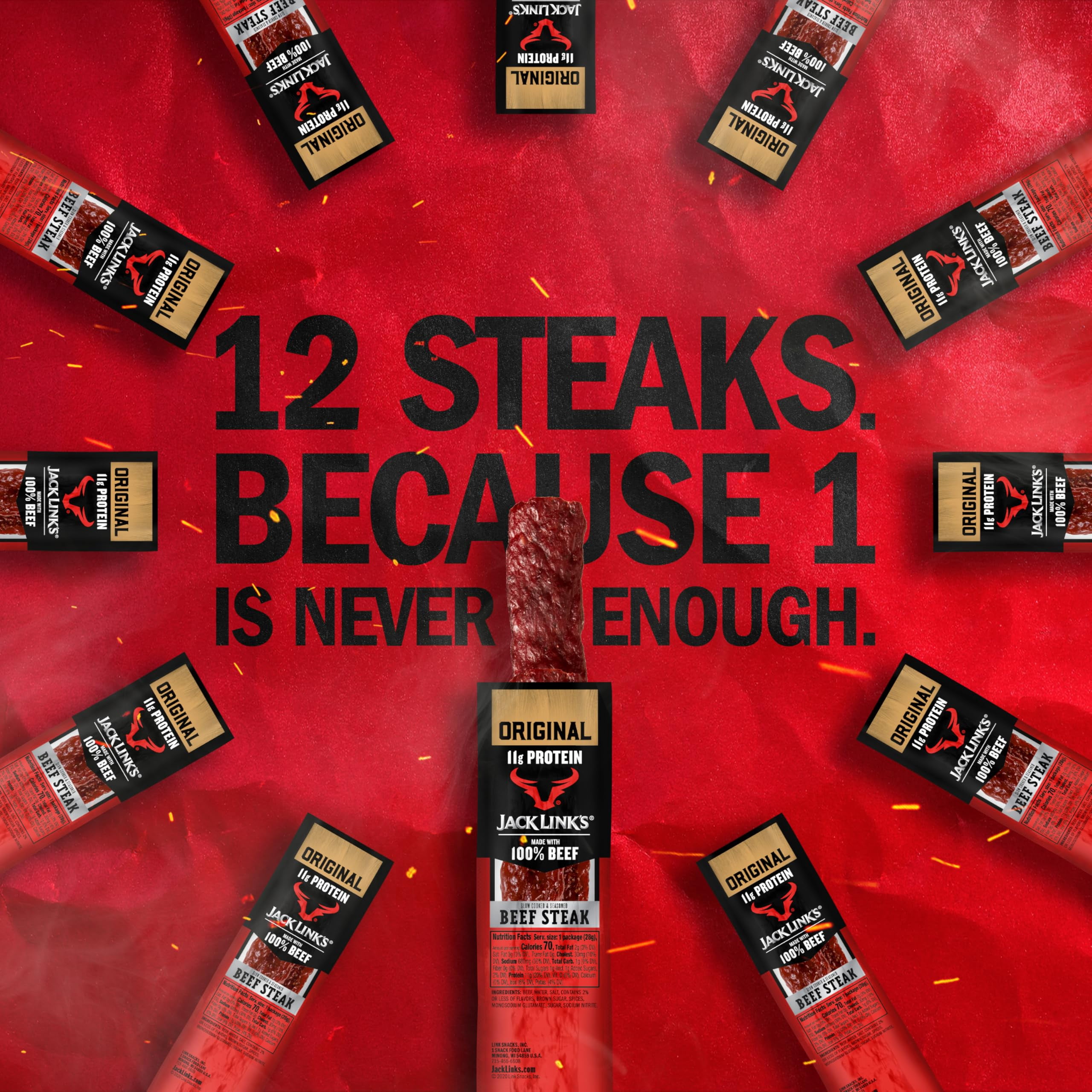 Jack Link's Original Beef Steaks, 1 Oz, 12 Ct