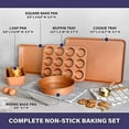 thumbnail image 7 of Gotham Steel Non Stick Ceramic Bakeware Set, 5 Piece Baking Set, Baking Pans Set with Round & Square Baking Pan, Muffin Pan, Loaf Pan & Baking Sheet, Oven/Dishwasher Safe, 7 of 7