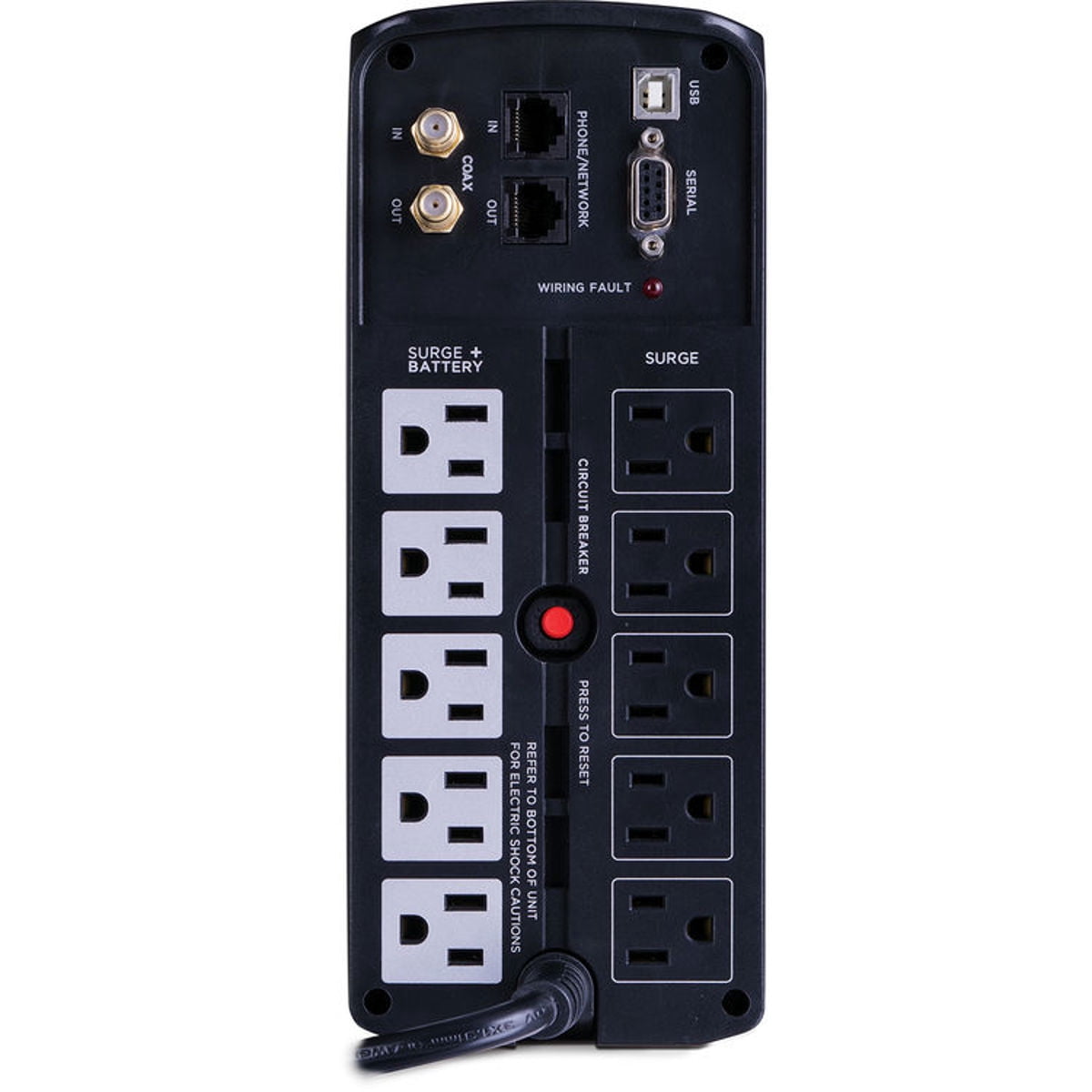 CyberPower BRG1000AVRLCD Intelligent LCD UPS Systems - 1000VA/600W, 120 VAC, NEMA 5-15P, Mini-Tower, 10 Outlets, LCD, PowerPanel