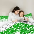 thumbnail image 4 of Manfei Geometric Artistic Pixel 7-Piece Bedding Comforter Set,Abstract Geometric Buffalo King Bedding Sets,White Green Bed Sheets For Girl Boys,Breathable Home Decor Reversible, 4 of 8