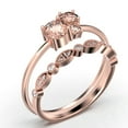 thumbnail image 3 of Unique 3 Stone Minimalist 1.05 Carat Round Cut Morganite Engagement Ring, Trilogy Ring, Wedding Ring in 925 Sterling Silver With 18k Rose Gold Plating, Bridal Set, Matching Band, 3 of 3