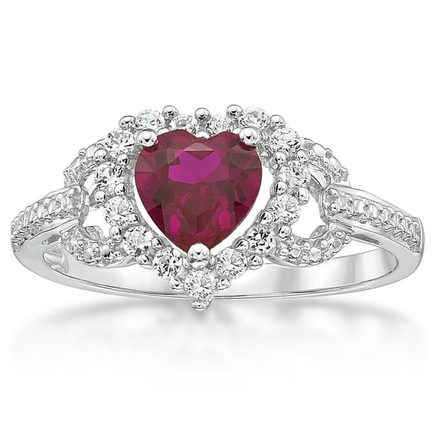 Brilliance Fine Jewelry 925 Sterling Silver Lab Created Ruby and