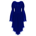 thumbnail image 4 of BYHONG Women Vintage Long-sleeved Waist Back Bandage Lace Stitching Jacket OverCoat Blue 18, 4 of 5