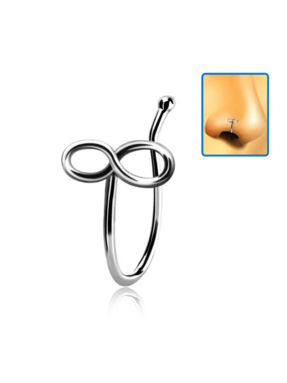 Infinity Non Piercing Sterling Silver Illusion Faux Lip Bone Nose Clip-on Ring