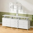 thumbnail image 3 of REAHOME TV Stand with Mount, 63" Entertainment Center for 32/45/55/60/65/70 inch TVs, Media Console Table with 7 Drawers, Height Adjustable Mount, Dresser TV Stand for Living Room, White, 3 of 7