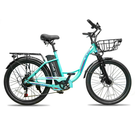 24 Inch Cruiser Electric Bike, E-Bike for Adults with 36V 10.4AH Removable Battery, Step Through Ebike for Women Men,City Electric Bicycle,for City Commute