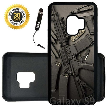 Custom Galaxy S9 Case (Nice Weapons Rifle Guns Ammo) Edge-to-Edge Rubber Black Cover Ultra Slim | Lightweight | Includes Stylus Pen by