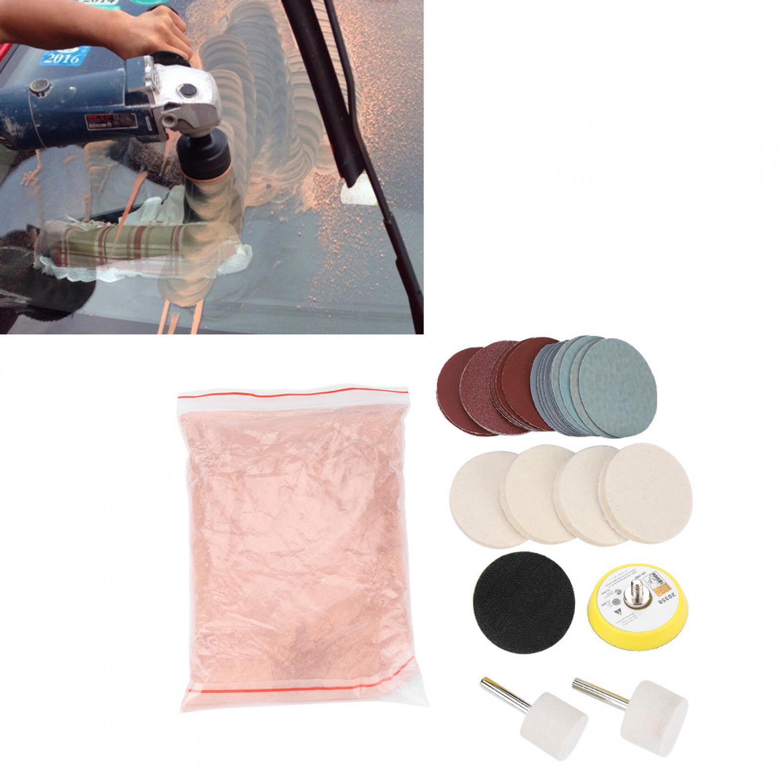 Zerodis Glass Polishing, Glass Scratch Removal,Glass Polishing Kit Scratch Removal Set Ceric Dioxide Abrasive Discs Polish Pad Felt