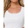 thumbnail image 4 of DARING DIVA Cotton Pajama Lace Trim Short Sleeve Top Lounge Set L White, 4 of 6