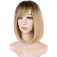thumbnail image 5 of Dopi Short Bob Wigs for Women Straight Short Blonde Wigs with Bangs Synthetic Wefted Wig Caps, 5 of 5