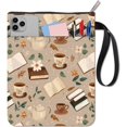 thumbnail image 1 of Funda de tela para libro de café, bolsa con cremallera y funda adicional, juego de té de tela, hojas, protector rectangular, bolsa de envoltura lavable, 1 of 9