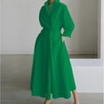 thumbnail image 1 of Women's Polo Collar Long Sleeve Maxi Dress - Ankle-Length, Elastic, Button Detail, Polyester, 1 of 10
