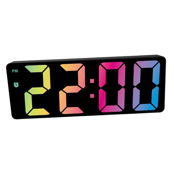 Reloj electrónico colorido, gran pantalla LED con función de repetición, batería, calendario y regulador de intensidad para escritorio, para personas mayores, uso pesado, hogar, estilo C