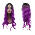 thumbnail image 5 of Unique Bargains Human Hair Wigs for Lady 28" Curly Wig with Wig Cap Bright Purple, 5 of 7