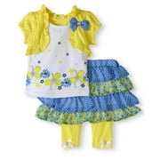 Nanette Toddler Girl 3PC Floral Skirt Capri Legging Set 2T-4T