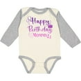 thumbnail image 3 of Inktastic Purple Happy Birthday Mommy Boys or Girls Long Sleeve Baby Bodysuit, 3 of 5