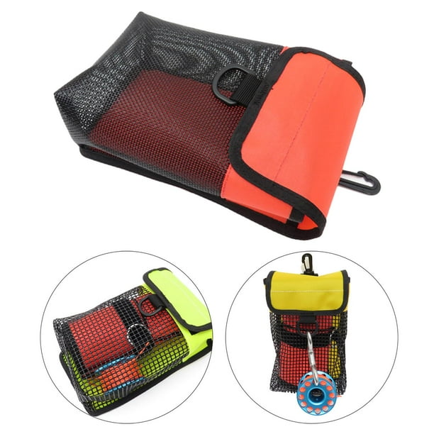 Bolsa de almacenamiento de equipo de buceo Bolsa de buceo con bolsillo de malla con clip giratorio para Malla pequeña Cola Bolsas de almacenamiento de buceo