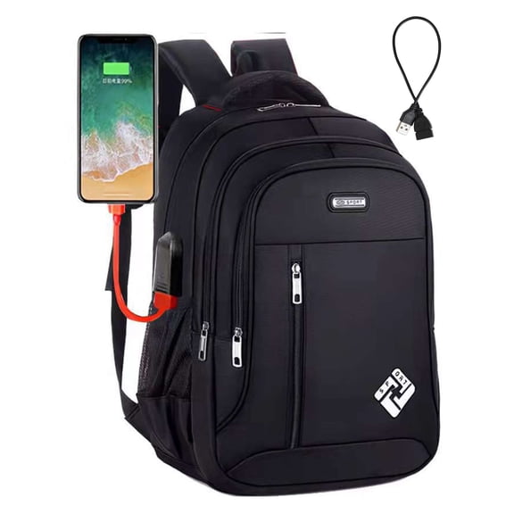 Deago Men Travel Laptop Backpack 15.6 Inch Business Computer Bag Large Oxford Waterproof Rucksack Backpack College Bookbag with USB Charger Port "Black"