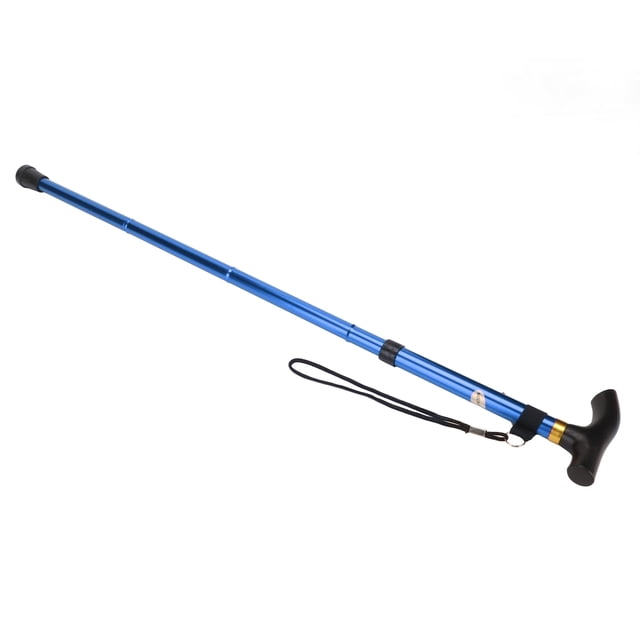 Canne de Marche, Béquille Pliable Stable 5 Sections Ergonomique Portable pour Personnes Âgées pour Extérieur pour Randonnée Noir, Bleu, Rouge