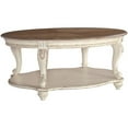thumbnail image 2 of Pemberly Row Set of 3 Round End Table & Oval Coffee Table in White and Brown, 2 of 7