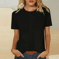thumbnail image 1 of HongQid Hauts pour Femmes Été Manches Courtes Col Ras du Cou T-Shirts Plissés Mode T-Shirt Basique, 1 of 7