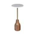 thumbnail image 2 of Laddha Home Designs Handcrafted Round Top Wooden End Table - 22" - White and Gold, 2 of 6