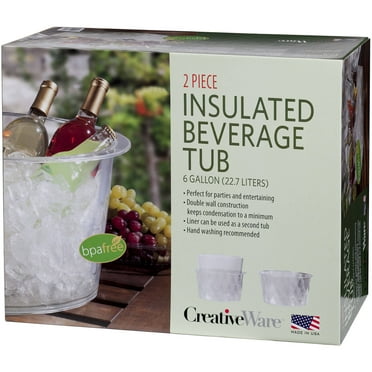 Creative Ware Clear Plastic Insulated Party Tub, 6 Gallon