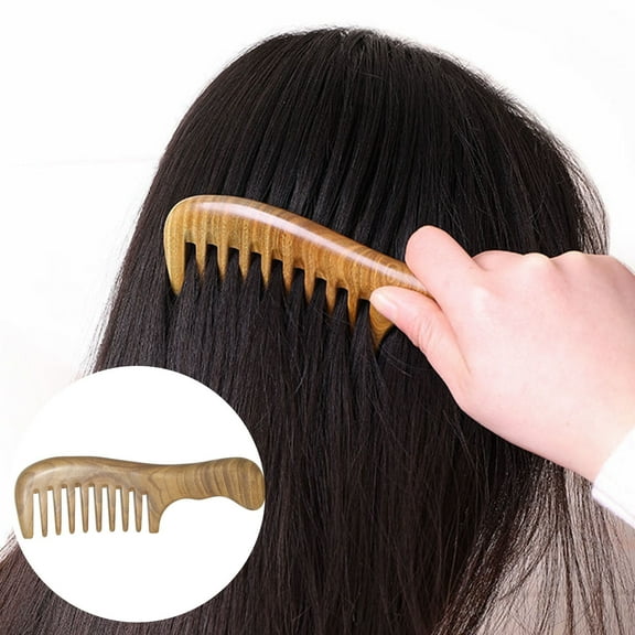 Wooden Wide Tooth Comb Detangling Hair Brush For Curly Hair Gentle Styling Sandalwood Comb For Women And Girls