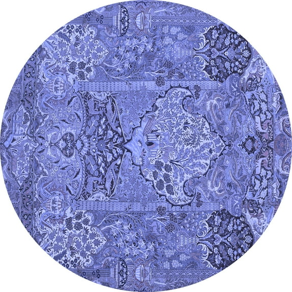 Ahgly Company Indoor Round Animal Blue Traditional Area Rugs, 7' Round