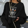 thumbnail image 2 of Chandails en Molleton d'Halloween pour Femmes Imprimé Squelette de Citrouille Surdimensionné Automne Chaud Doux Manches Longues Col Rond Pull Tops, 2 of 5