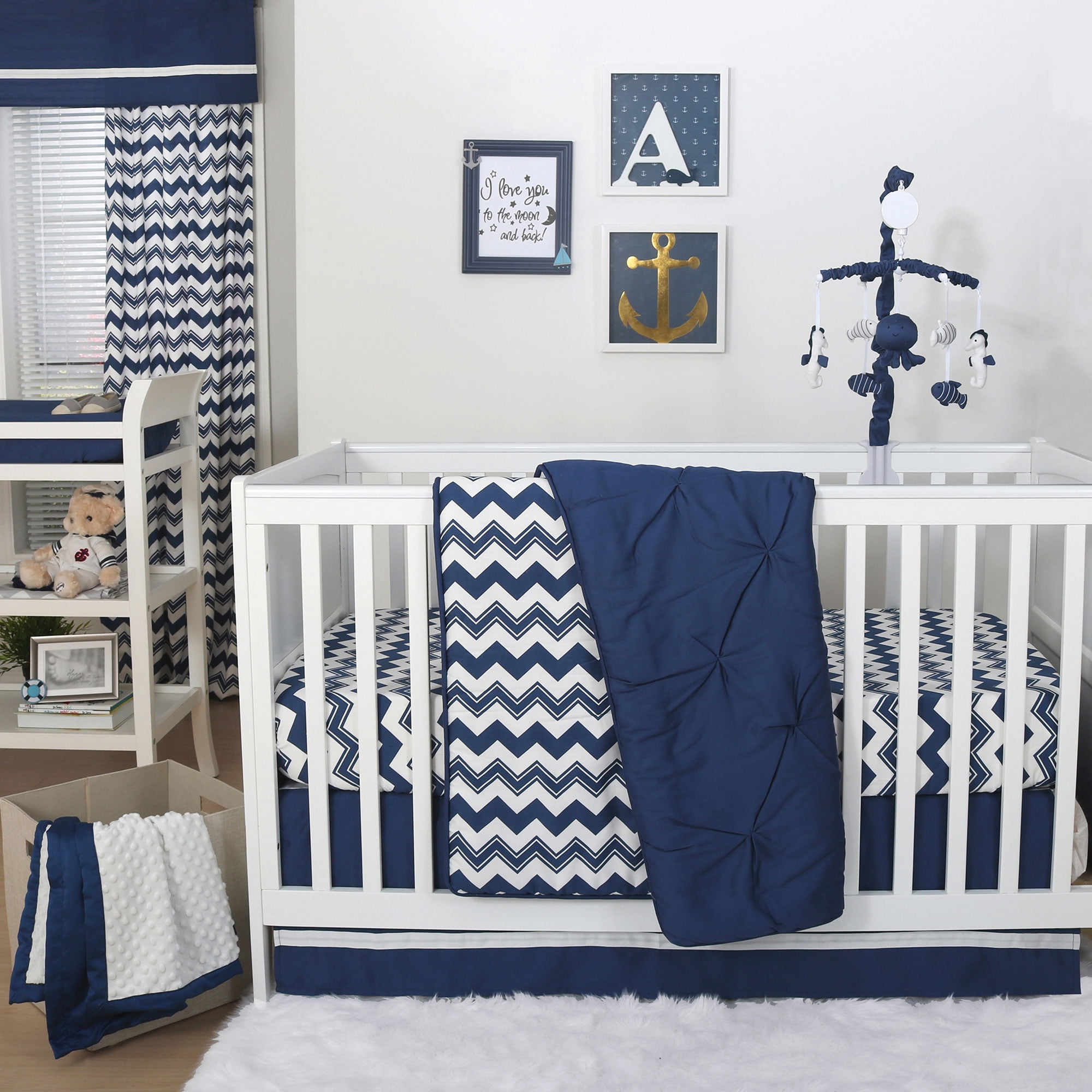 navy crib bedding