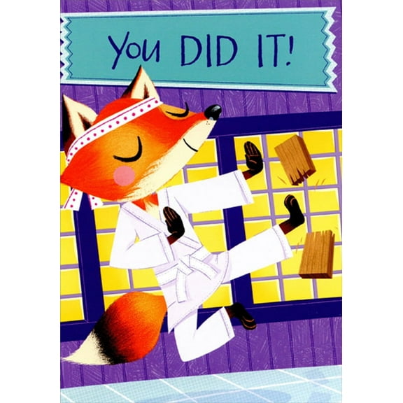 Designer Greetings Fox Breaking Board Martial Arts Congratulations Card