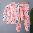 thumbnail image 2 of TOWED22 Toddler Baby Girl Clothes Fall Winter Outfits Contrast Color Long Sleeve Sweatshirt + Pants Sets Size:4-5 Y,Color:Watermelon Red, 2 of 4