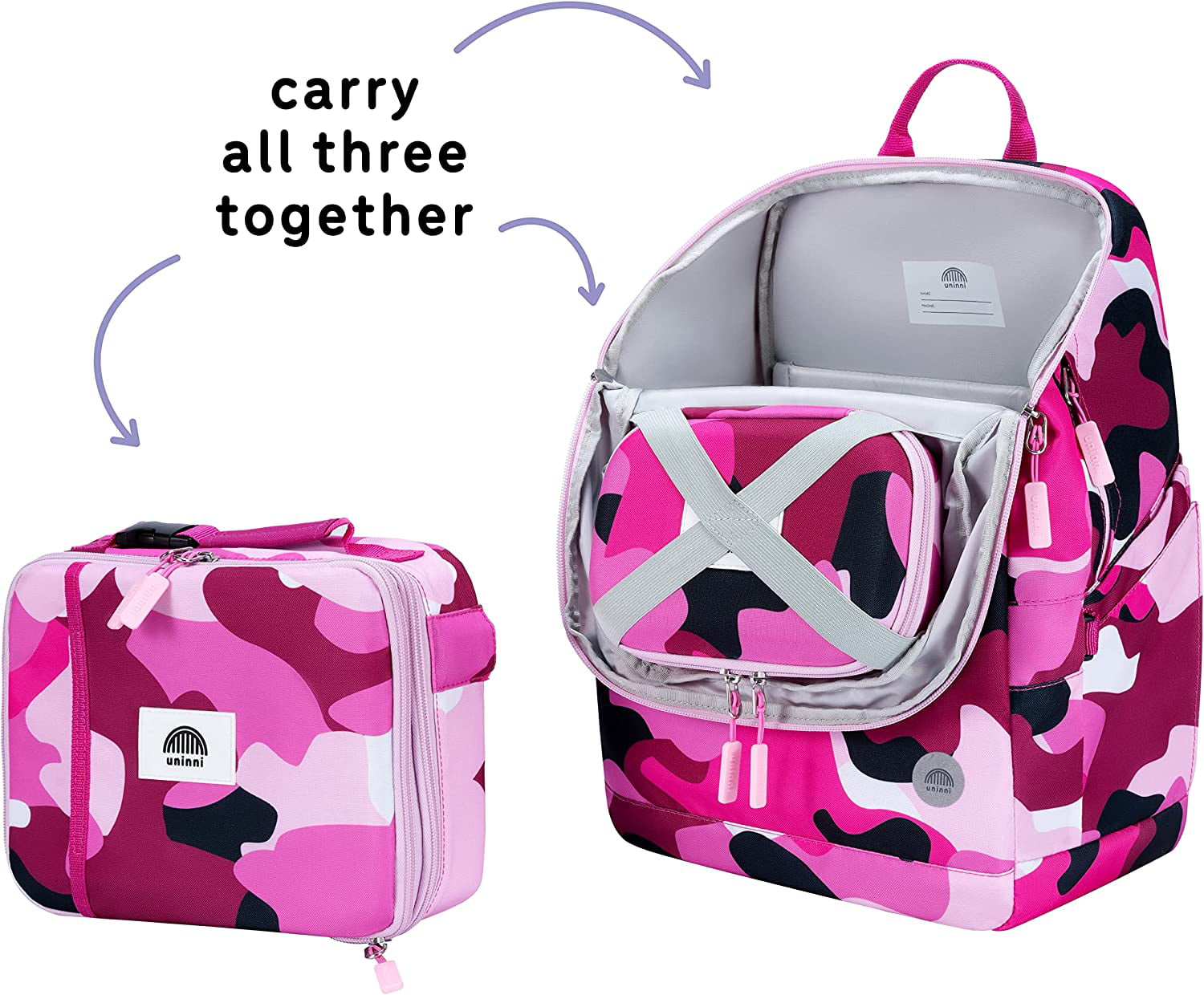 uninni 16 Kid's Backpack for Girls and Boys Age 6+ with  Padded, and Adjustable Shoulder Straps. Fits for Height 3'9 Above Kids  (Abstract Fuchsia)