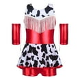 thumbnail image 4 of iiniim Girls Cowgirl Outfit 2 Pcs Shiny Fringe Leotard Tutu Skirt and Headband for Dance Party Red 16, 4 of 6